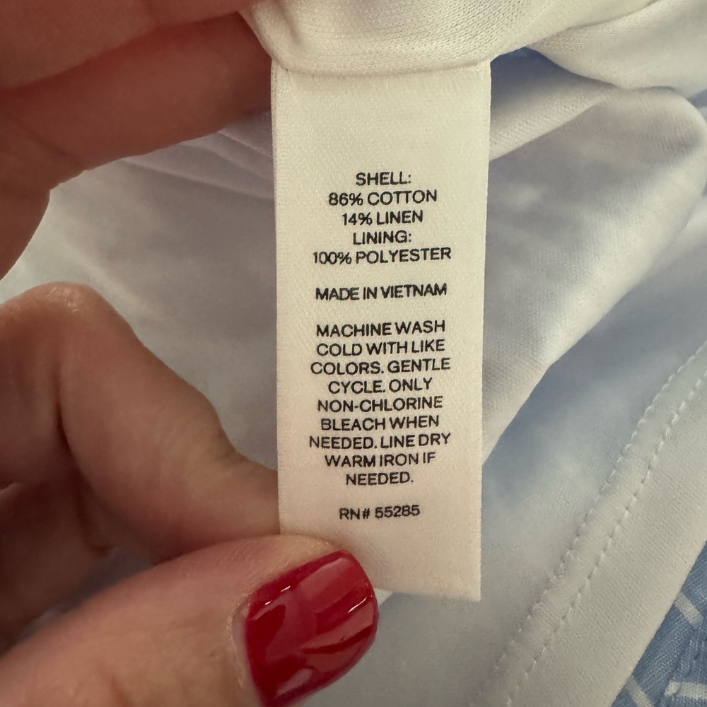 Express Blue and White Bishop Sleeve Off-Shoulder Sundress - Picture 5 of 5